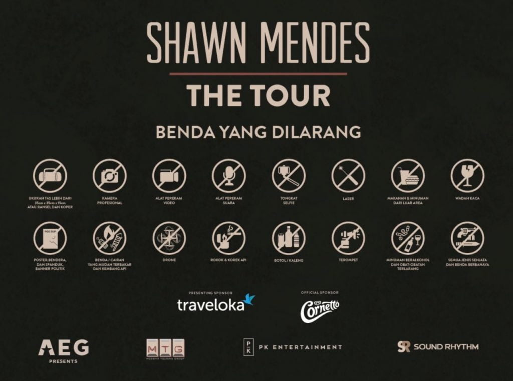 Shawn Mendes Akan Konser di Sentul, Berikut Aturannya 4 benda dilarang shwan Mendes sentul