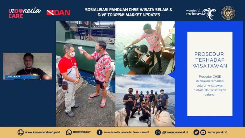 Kegiatan Webinar Sosialisasi Panduan CHSE Wisata Selam & Dive Tourism Market Updates