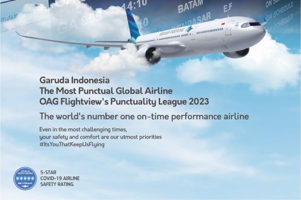 GARUDA INDONESIA RAIH PREDIKAT MASKAPAI PALING TEPAT WAKTU DI DUNIA TAHUN 2022