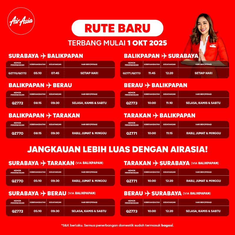 Perkuat Surabaya sebagai Hub, Indonesia AirAsia Hadirkan Berbagai Rute Baru, Internasional Maupun Domestik 3 Rute Baru dari Surabaya