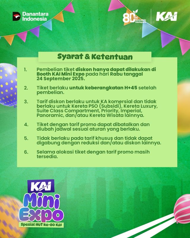 HUT ke-80 KAI, Siapkan Berbagai Promo Tiket Kereta 7 80thn6