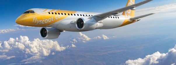 Foto Pesawat Embraer Scoot E190 E2 untuk penerbangan dari Belitung dan Pontianak