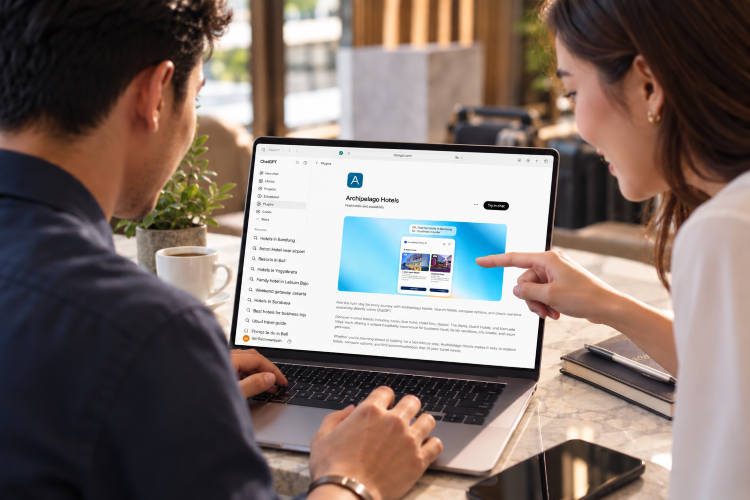 Archipelago Hotels Hadirkan Fasilitas Pencarian Hotel Berbasis AI Lewat Plugin ChatGPT 3 A tourist using the Archipelago Hotels Plugin on ChatGPT